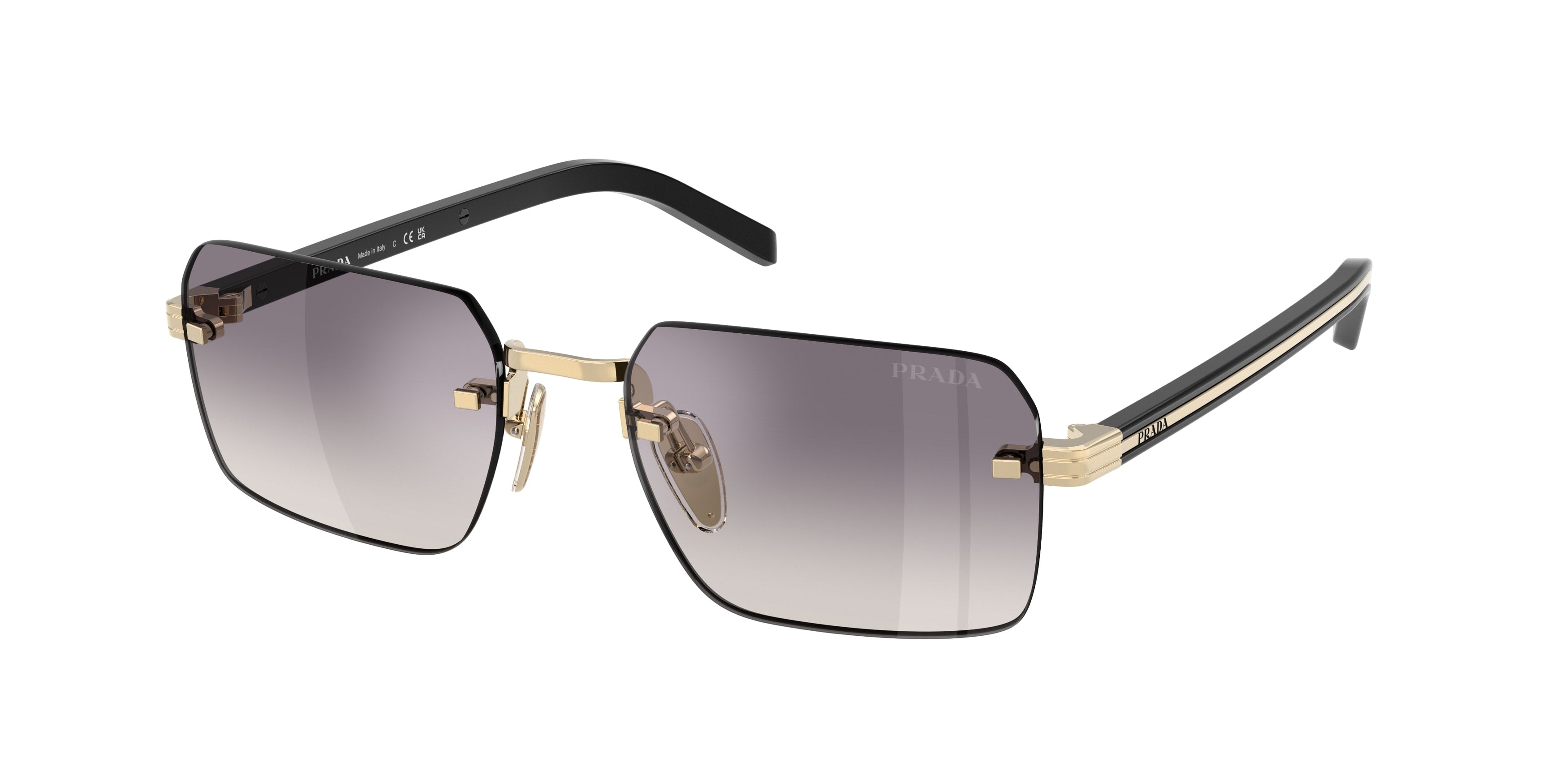 Prada Uomo Prada PR D55S ZVN60W Occhiali da sole Metallo Oro Blu Squadrata Specchiate