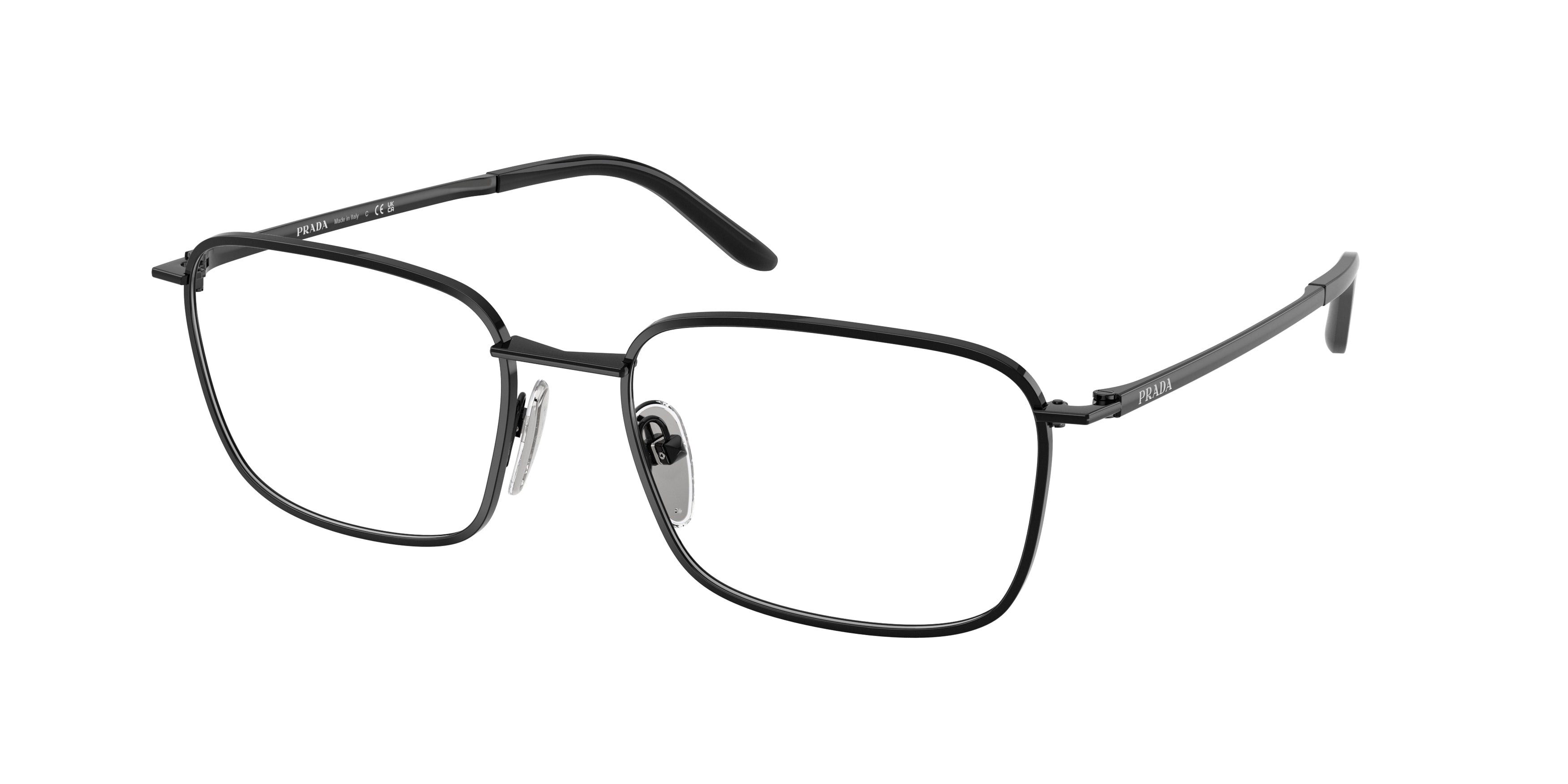 Prada Uomo Prada PR D55V 1AB1O1 Montature da vista Metallo Nero Trasparente Squadrata Normale