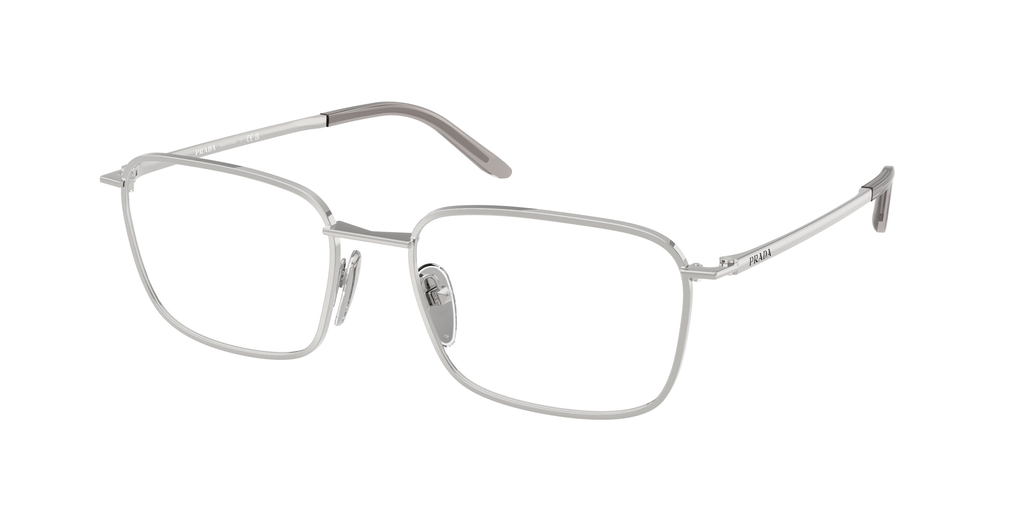 Prada Uomo Prada PR D55V 1BC1O1 Montature da vista Metallo Argento Trasparente Squadrata Normale