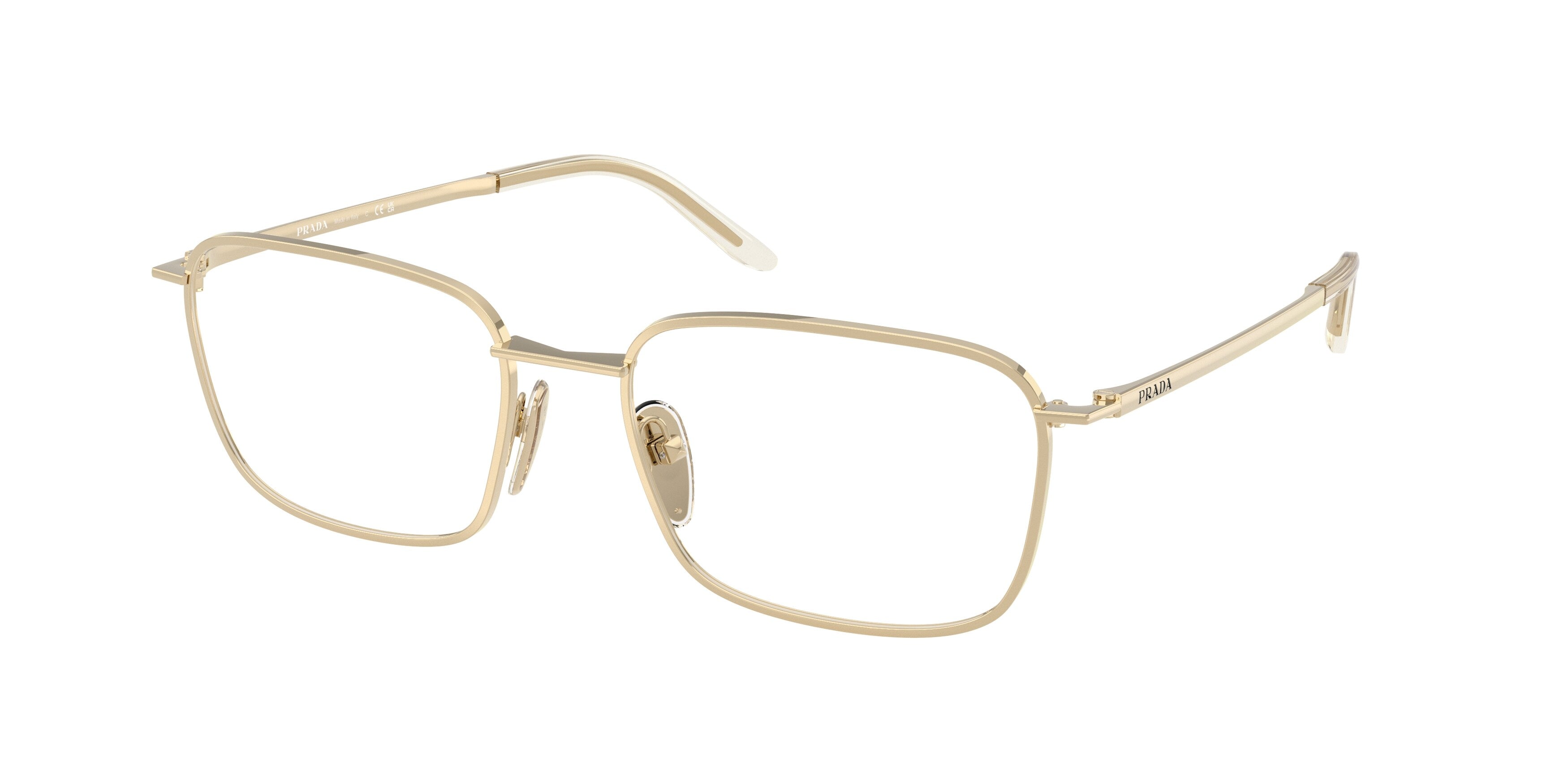 Prada Uomo Prada PR D55V ZVN1O1 Montature da vista Metallo Oro Trasparente Squadrata Normale Prada Uomo Prada PR D55V ZVN1O1 Montature da vista Metallo Oro Trasparente Squadrata Normale