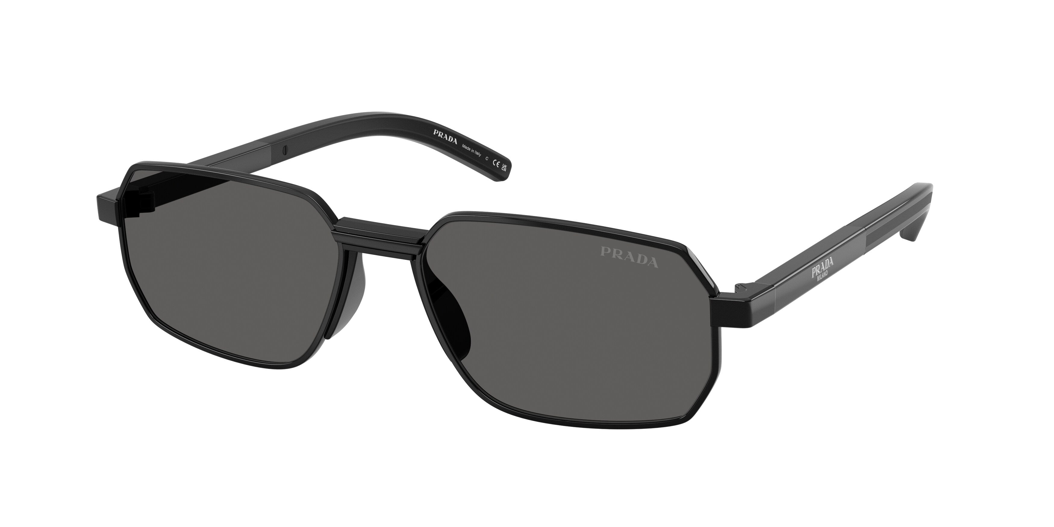 Prada Uomo Prada PR D60S 1AB20Z Occhiali da sole Metallo Nero Grigio Squadrata Normale Prada Uomo Prada PR D60S 1AB20Z Occhiali da sole Metallo Nero Grigio Squadrata Normale