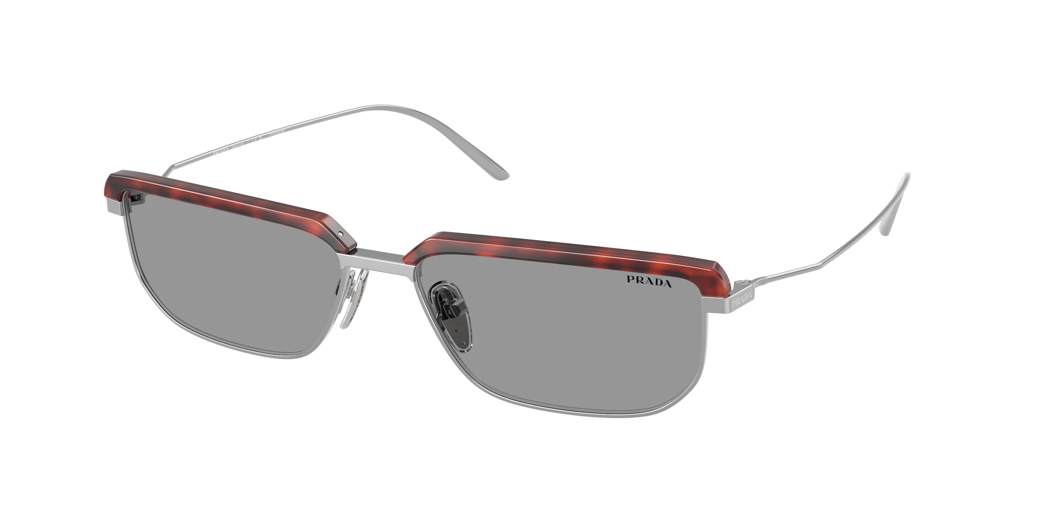 Prada Uomo Prada PR D64S 20Q50Q Occhiali da sole Metallo Havana Grigio Geometrica Normale