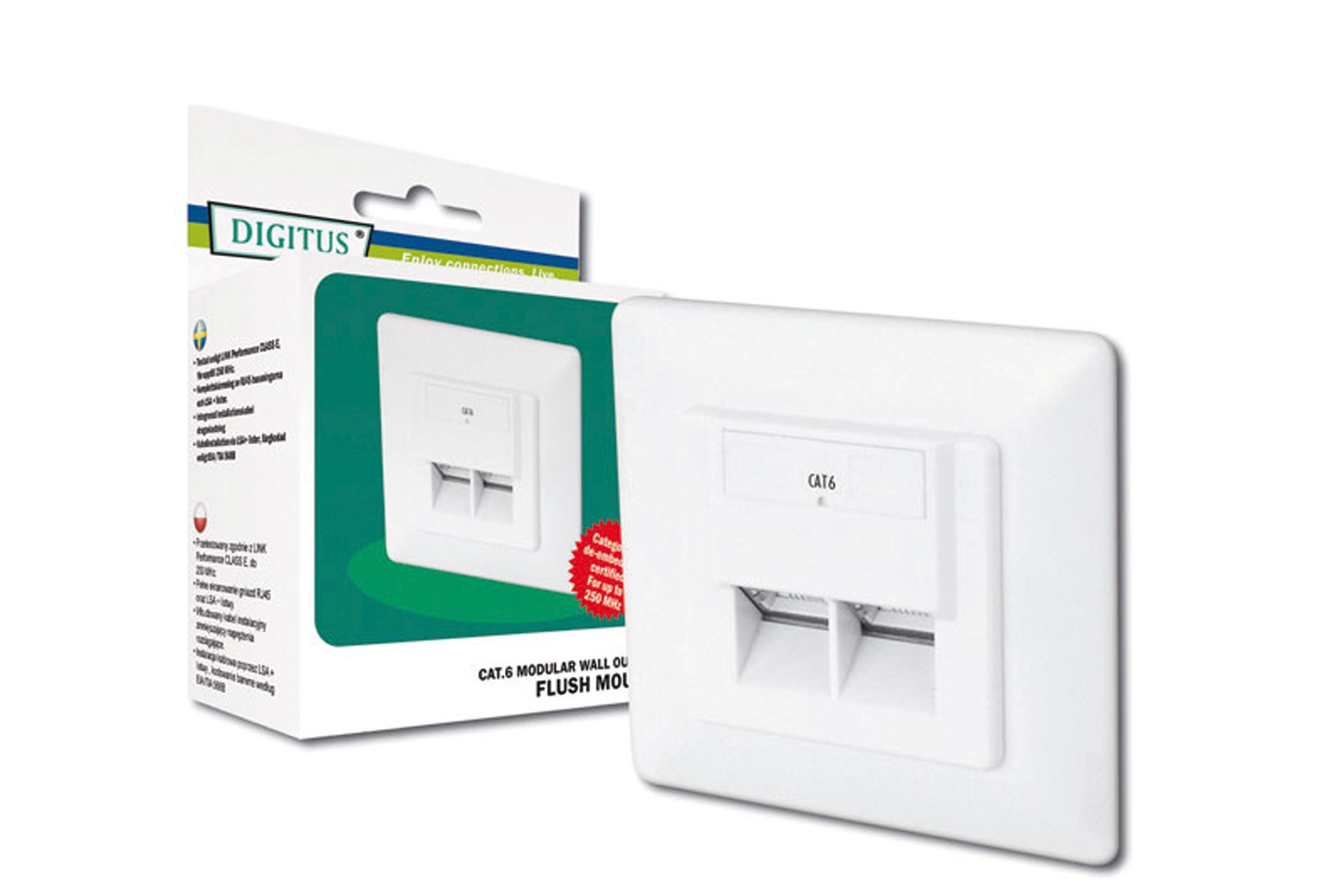 Presa A Muro Ad Incasso Rj45 Cat. 6 Per Reti
