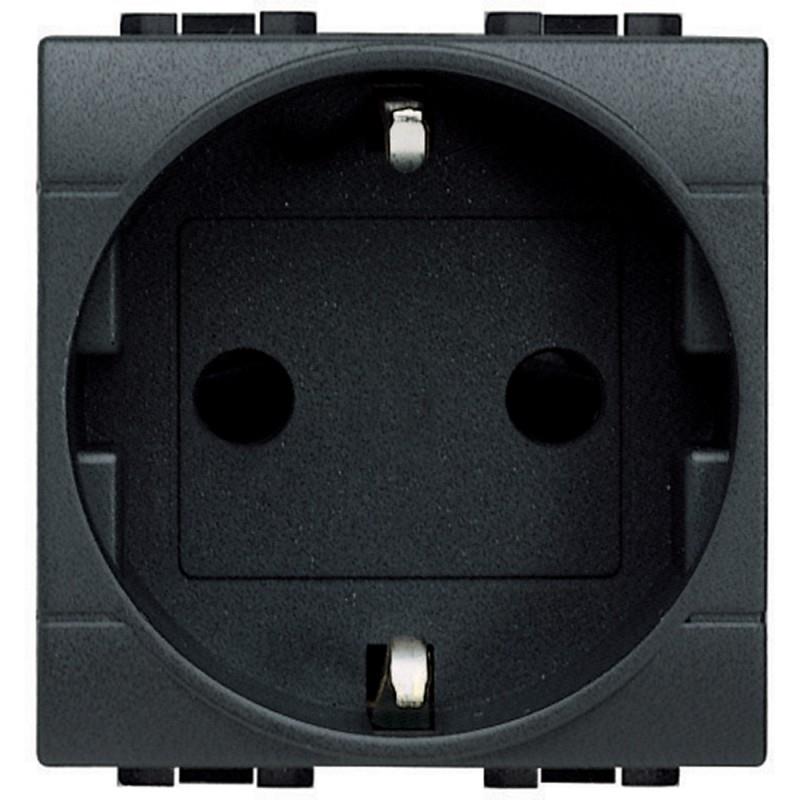 Presa Di Corrente 2p+t 2 Moduli 16a 250v Ac Attacco A Vite Bticino Living Light L4141 Antracite Presa Di Corrente 2p+t 2 Moduli 16a 250v Ac Attacco A Vite Bticino Living Light L4141 Antracite