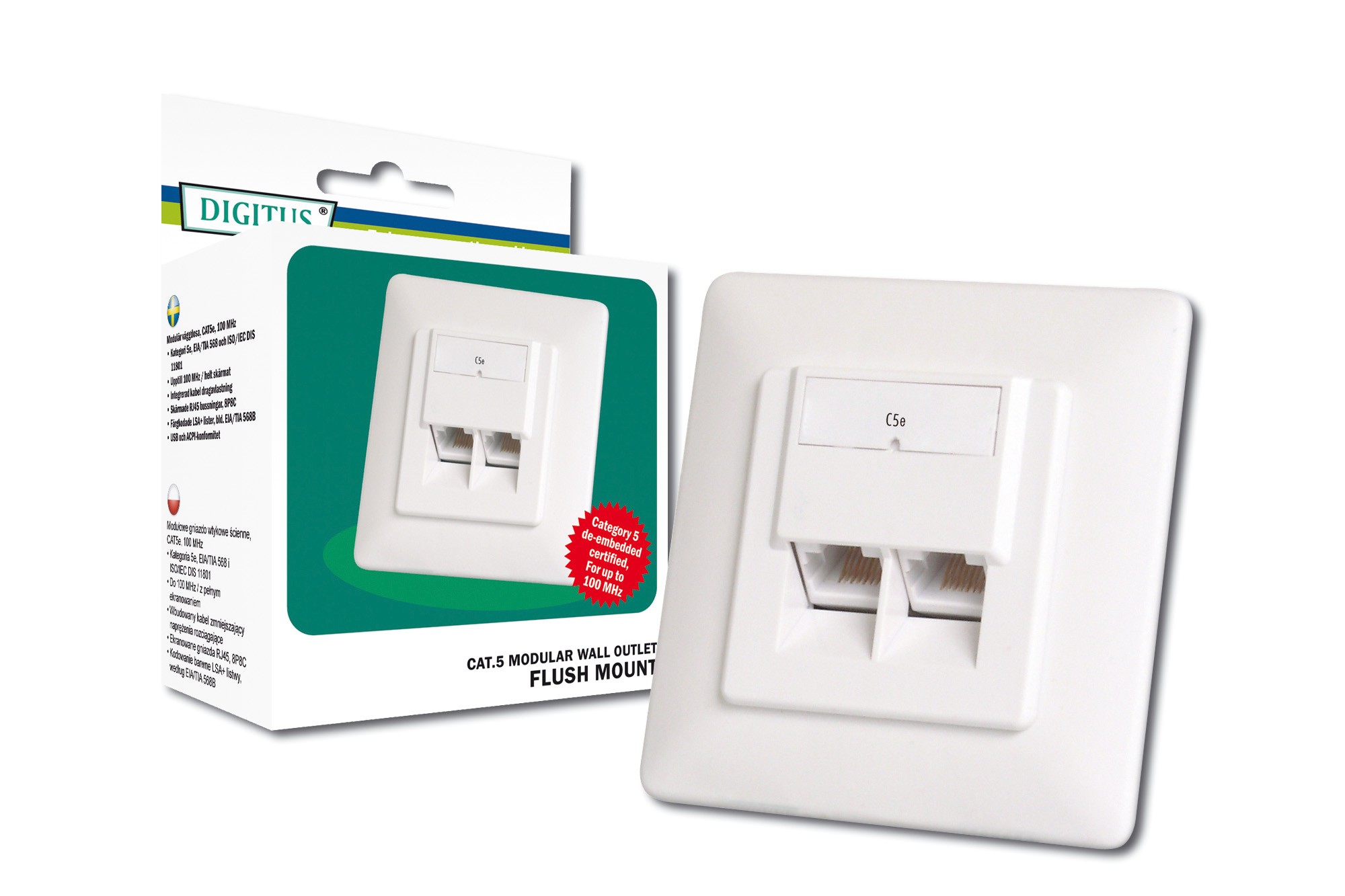 Presa Doppia A Incasso Rj 45 Categoria 5E Schermata Stp Cm 8 X 8 (Dn-9001/B5-N)