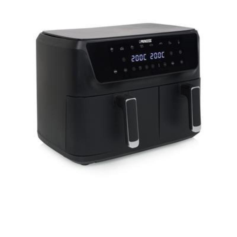 PRINCESS 182470 Friggitrice doppia FRIGGITRICE AD ARIA, capacità 11 l, Max potenza 2700 W, 8 programmi, da 80 °C a 200 °C, Nero/Plastica