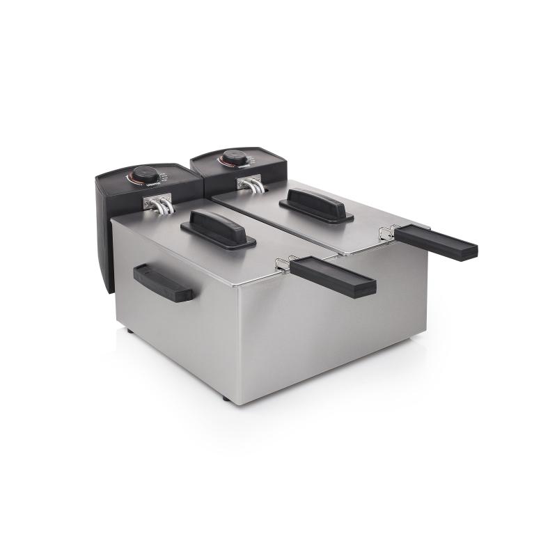 PRINCESS 183123 FRIGGITRICE DOPPIA FRIGGITRICE, capacità 1,2 l, Max potenza 1800 W, ACCIAIO E PLASTICA NERA