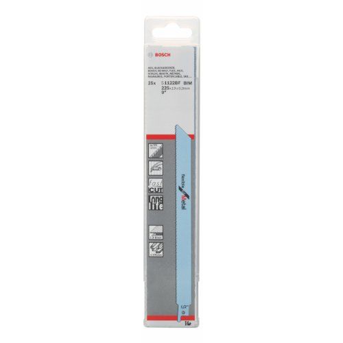 Professional S 1122 Bf Flessibile Per Lame In Metallo De Reciprocating Saw, Raccordi In Metallo, 225 X 19 X 0.9 Mm, Set De 25 - Bosch Professional S 1122 Bf Flessibile Per Lame In Metallo De Reciprocating Saw, Raccordi In Metallo, 225 X 19 X 0.9 Mm, Set De 25 - Bosch