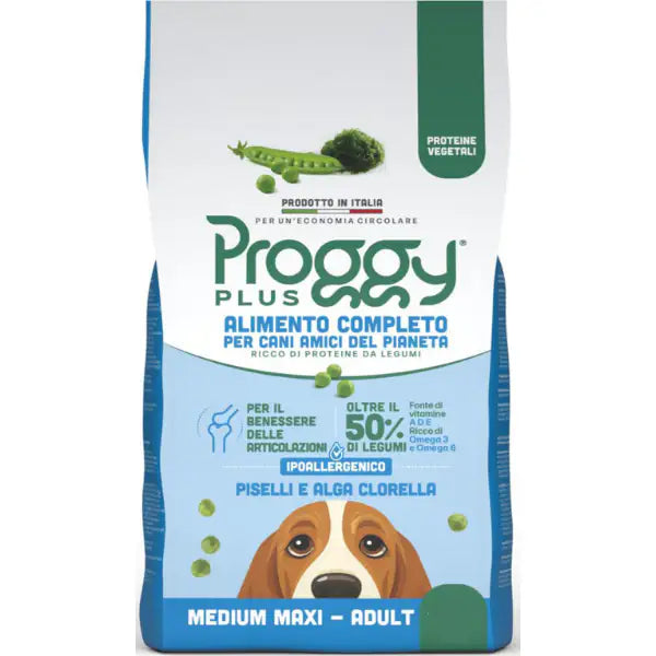 Proggy Plus Ipoallergenico Dog Adult Medium/Maxi Vegetal a base di Piselli 10 kg - Croccantini per cani - 1° ORDINE? scegli tra BZR5 - BZR20 + 200 pt fedeltà