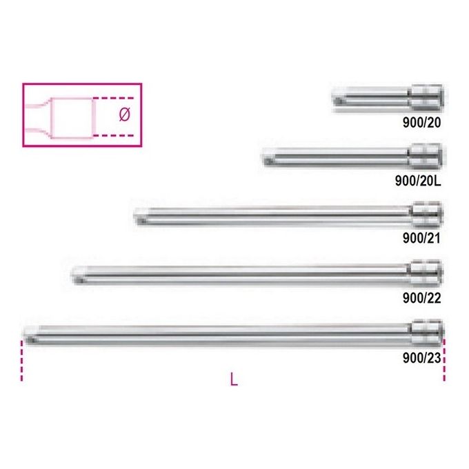 Prolunga chiavi a bussola (1/4"F , 1/4"M (50mm)) 900/20 009000818