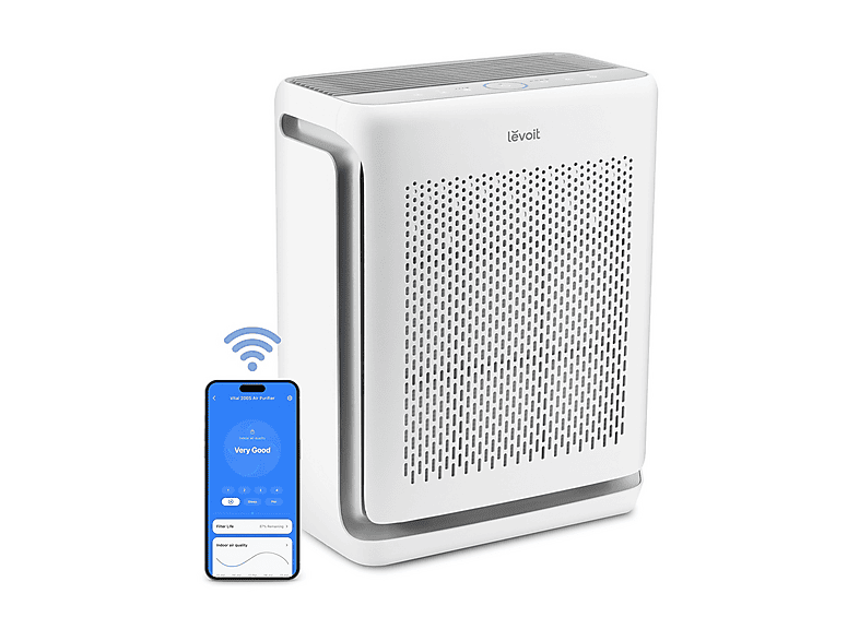 PURIFICATORE D'ARIA LEVOIT Vital 200S Pro, Filtro HEPA rimuove il 99,97% di polveri sottili, allergeni, peli, fumo, 50 w, 4 velocità, copertura fino a 88 m², controllo remoto