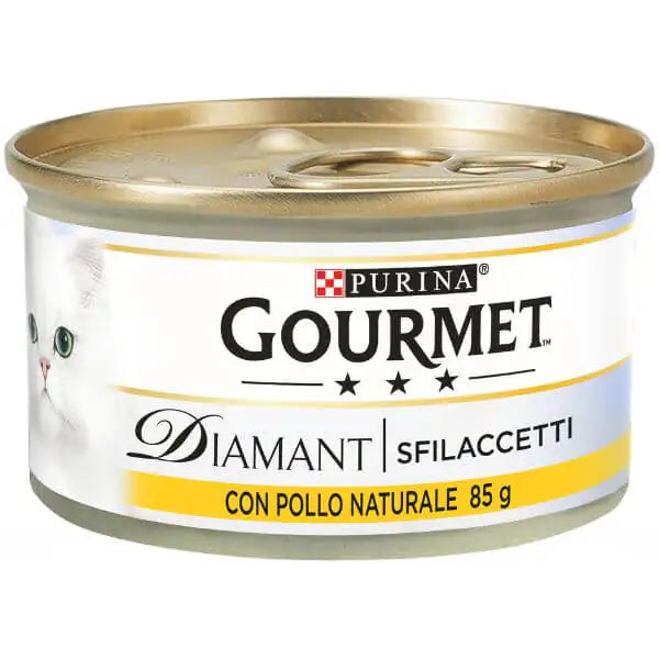 Purina Gourmet Diamant Sfilaccetti Umido Gatto 85 gr Sfilaccetti con Pollo - confezione da 24 pezzi - Cibo umido per gatti - 1° ORDINE? scegli tra BZR5 - BZR20 + 200 pt fedeltà