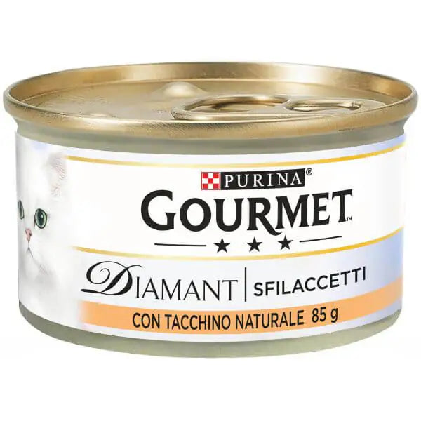 Purina Gourmet Diamant Sfilaccetti Umido Gatto 85 gr Sfilaccetti con Tacchino - confezione da 24 pezzi - Cibo umido per gatti - 1° ORDINE? scegli tra BZR5 - BZR20 + 200 pt fedeltà