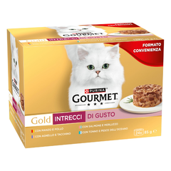 Purina Gourmet Gold Intrecci di Gusto Umido Gatto Multipack 24x85g 6x Manzo 6x Agnello 6x Salmone 6x Tonno - 1° ORDINE? scegli tra BZR5 - BZR20 + 200 pt fedeltà