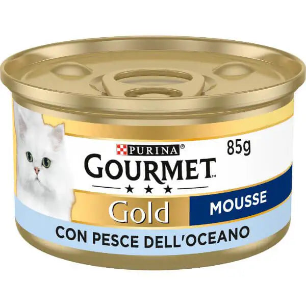 Purina Gourmet Gold Mousse Umido Gatto 85 gr Pesce dell'oceano - confezione da 24 pezzi - Cibo umido per gatti - 1° ORDINE? scegli tra BZR5 - BZR20 + 200 pt fedeltà
