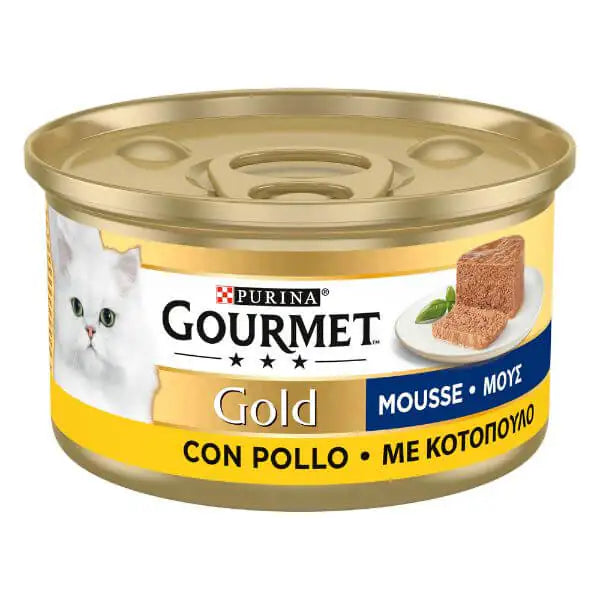 Purina Gourmet Gold Mousse Umido Gatto 85 gr Pollo - confezione da 24 pezzi - Cibo umido per gatti - 1° ORDINE? scegli tra BZR5 - BZR20 + 200 pt fedeltà