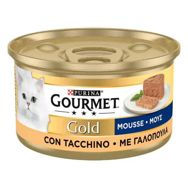 Purina Gourmet Gold Mousse Umido Gatto 85 gr Tacchino - confezione da 24 pezzi - Cibo umido per gatti - 1° ORDINE? scegli tra BZR5 - BZR20 + 200 pt fedeltà