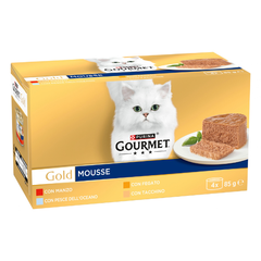 Purina Gourmet Gold Mousse Umido Gatto Multipack 24x85g 6x Pollo 6x Manzo 6x Pesce 6x Tacchino - 1° ORDINE? scegli tra BZR5 - BZR20 + 200 pt fedeltà