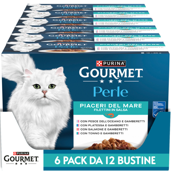 Purina Gourmet Perle selezionate Filettini in salsa multipack 12x85 gr Piaceri del Mare - 1° ORDINE? scegli tra BZR5 - BZR20 + 200 pt fedeltà