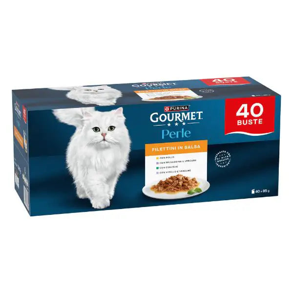 Purina Gourmet Perle selezionate Filettini in salsa multipack 40x85 gr 10x Pollo 10x Coniglio 10x Selvaggina 10x Vitello - 1° ORDINE? scegli tra BZR5 - BZR20 + 200 pt fedeltà