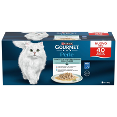 Purina Gourmet Perle selezionate Trancetti di Pesce dell'oceano multipack 40x85 gr 10x Merluzzo 10x Salmone 10x Platessa 10x Merluzzo carbonaro - 1° ORDINE? scegli tra BZR5 - BZR20 + 200 pt fedeltà