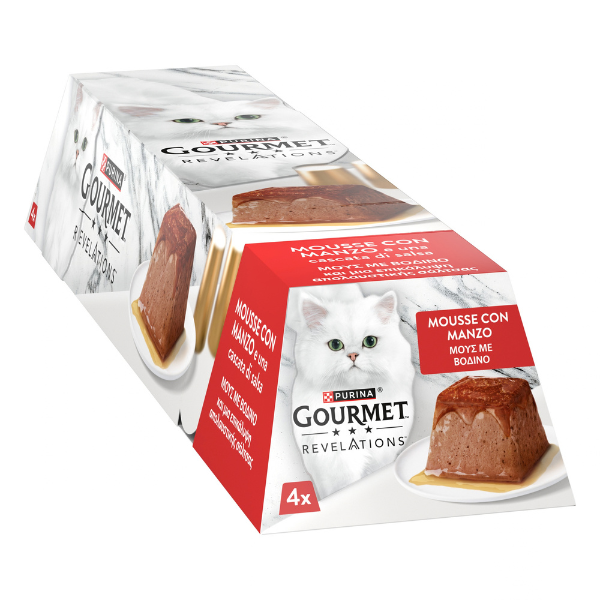Purina Gourmet Revelations Mousse in salsa Multipack 4x57gr Manzo - 1° ORDINE? scegli tra BZR5 - BZR20 + 200 pt fedeltà Purina Gourmet Revelations Mousse in salsa Multipack 4x57gr Manzo - 1° ORDINE? scegli tra BZR5 - BZR20 + 200 pt fedeltà