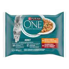 Purina One Cat Adult filettini in salsa multipack 4x85 gr 2 x Pollo e Fagiolini 2 x Manzo e Carote - 1° ORDINE? scegli tra BZR5 - BZR20 + 200 pt fedeltà