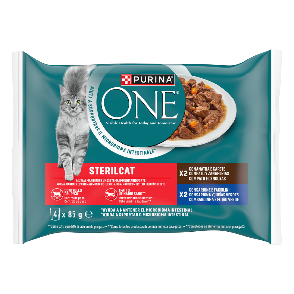 Purina One Cat Sterilised filettini in salsa multipack 4x85 gr 2x Salmone 2x Tacchino - 1° ORDINE? scegli tra BZR5 - BZR20 + 200 pt fedeltà