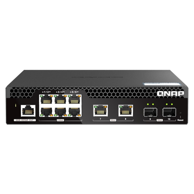Qnap qsw-m2106r-2s2t switch di rete gestito l2 10g ethernet (100/1000/10000) 1u nero