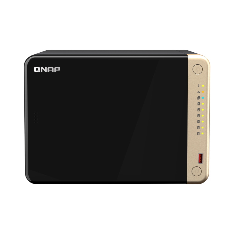 Qnap ts-664 nas tower collegamento ethernet lan nero n5095