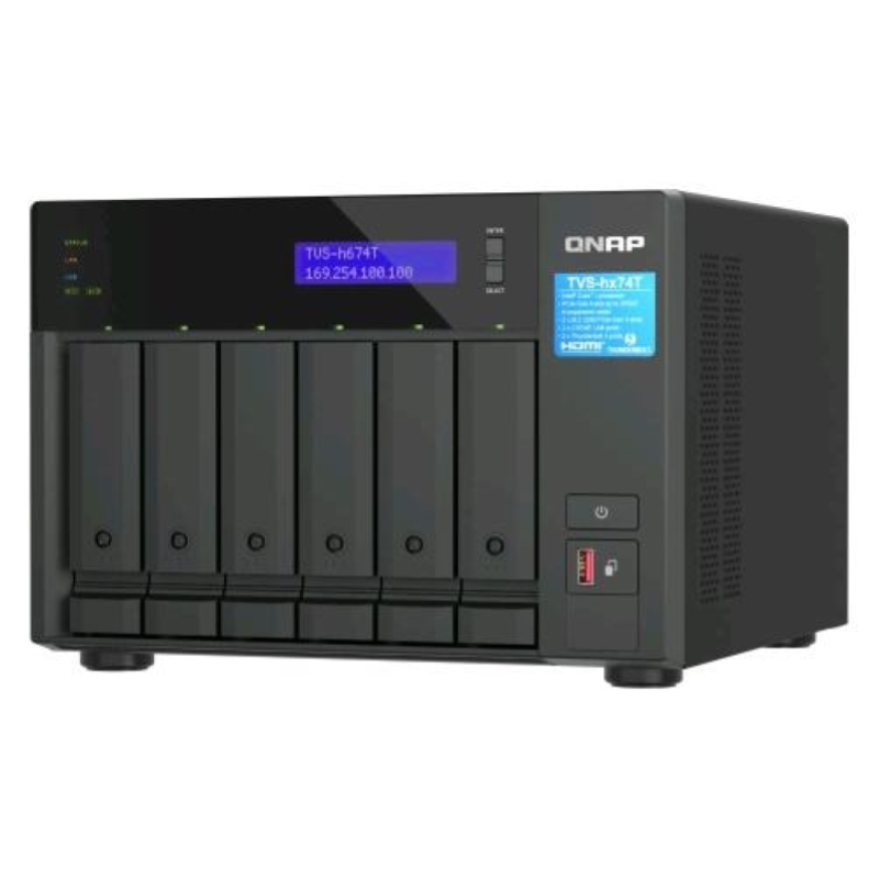 Qnap tvs-h674t-i5-32g nas tower 6 bay 2.5/3.5 i5-12400 32gb ram 2 porte lan 2.5 gigabit ethernet 3 ventole