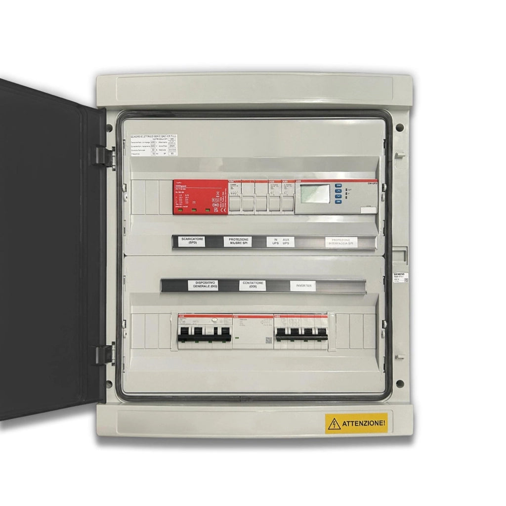 Quadro AC Trifase 20kW - 32A 400V - IP65 36 Moduli con Interruttore Magnetotermico Differenziale + Scaricatore + Entra/Esci + Sgancio + Portafusibili ABB / DEHN QACT20