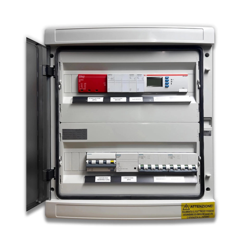 Quadro AC Trifase 20kW Doppio Ingresso Inverter - 32A 400V - IP65 36 Moduli con Interruttore Magnetotermico Differenziale + Scaricatore + Entra/Esci + Sgancio + Portafusibili ABB / DEHN QACT20-2