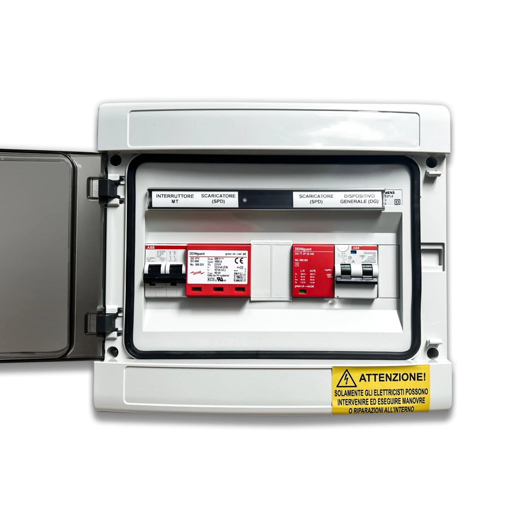 Quadro AC/DC Monofase 5kW 1 Stringa 1 MPPT 25A 230V / 20A 600VDC Centralino IP65 12 Moduli versione con Interruttore QC1M5