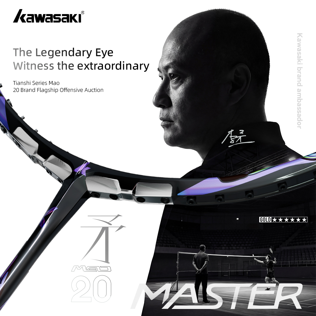 Racchetta da Badminton Professionale Kawasaki MASTER MAO 20 Six-Star di Livello Torneo per Gioco Offensivo