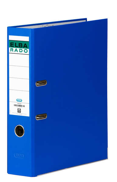 Raccoglitore ad anelli Elba Chic formato A4 - dorso 80 mm - anello occhiello ed etichetta sul dorso - rivestimento esterno in PVC - blu