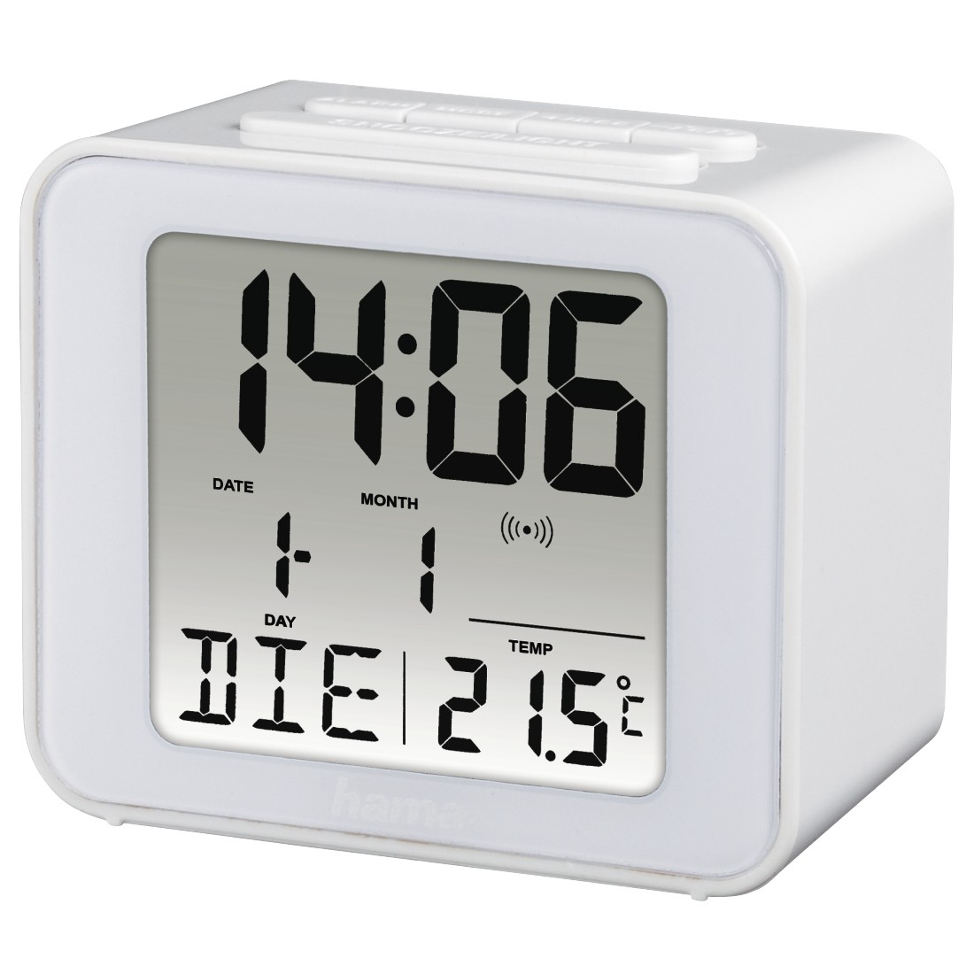 Radiosveglia Hama Cube - Termometro - Display digitale - Funzione snooze - Fuso orario regolabile - 7x4x6 cm - Bianca Radiosveglia Hama Cube - Termometro - Display digitale - Funzione snooze - Fuso orario regolabile - 7x4x6 cm - Bianca