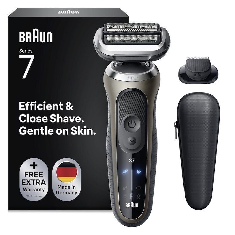 Rasoio BRAUN 72-C1200S, autonomia fino a 60 min e ricarica rapida in 5 min, 3 modalità di rasatura: turbo, delicata standard, con testina 360° SkinFlex
