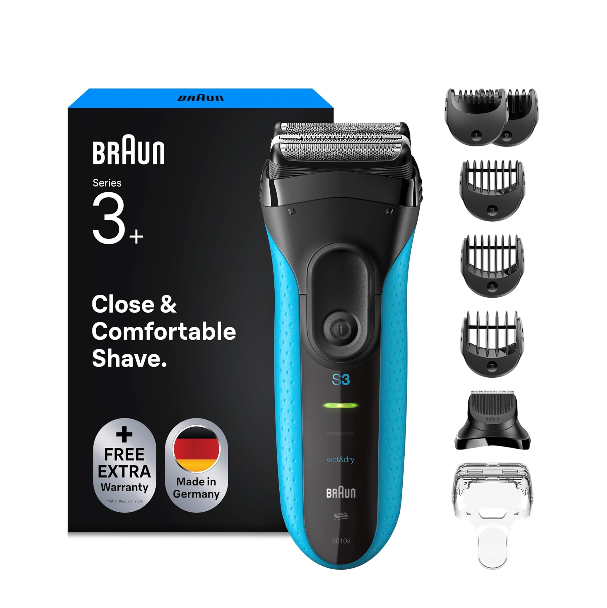 RASOIO BRAUN SHAVER 3010BT BLK/BLU BOX MN