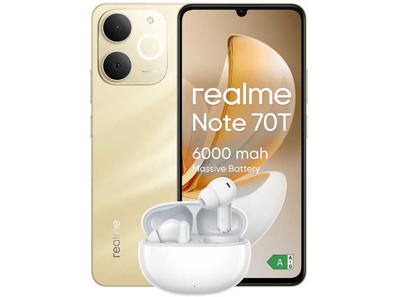 REALME Note 70T 4+128 + Buds, 128 GB, Beach Gold
