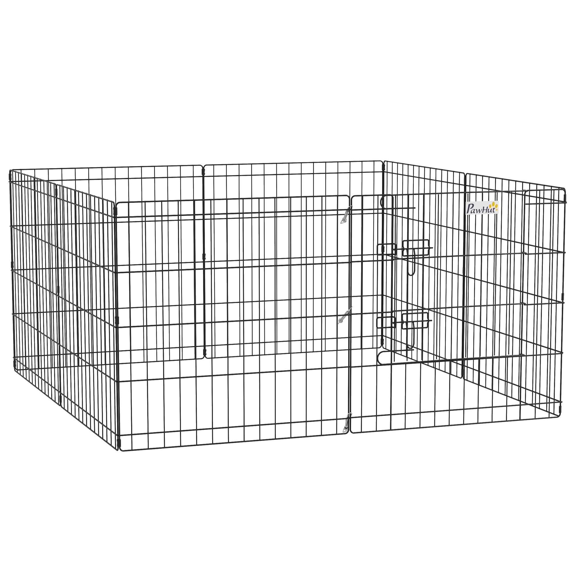 Recinto PawHut per cani, roditori e conigli, recinzione per piccoli animali da interno ed esterno, 61x61 cm, nero