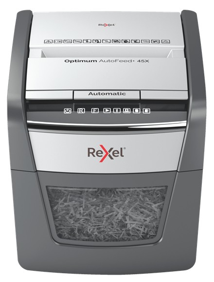 Rexel AutoFeed 45X distruggi documenti Triturazione incrociata 55 dB Nero Argento