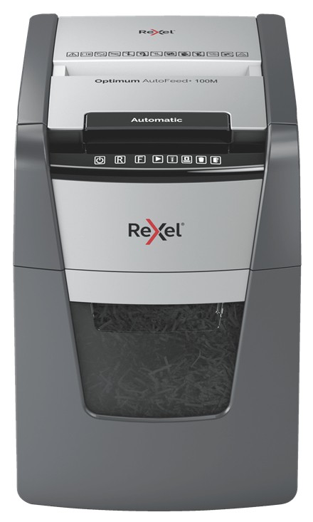 Rexel Optimum Auto+ 100M distruggi documenti Taglio a frammenti 55 dB 22 cm Nero Grigio