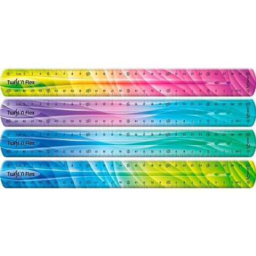 Righello flessibile Maped Twist'n Flex da 30 cm - Indistruttibile - Doppia graduazione - Colori sfumati casuali