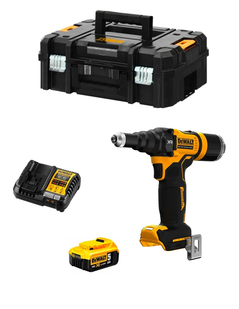 Rivettatrice DeWALT DCF403P1T (1 x 5,0 Ah + DCB1104 + TSTAK II)