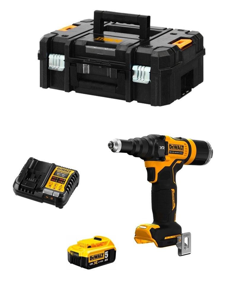 Rivettatrice DeWALT DCF414P1T (1 x 5,0 Ah + DCB1104 + TSTAK II)