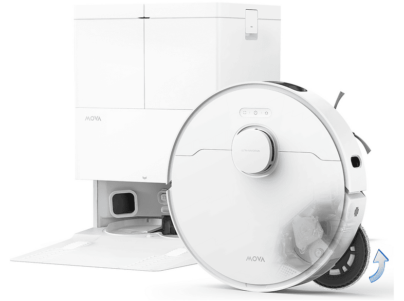 ROBOT ASPIRAPOLVERE MOVA E50 VIM ULTRA, Potenza 75 W, Lavapavimenti, Autonomia fino a 225 min, Sensore di superficie, Spazzola laterale, Base carica, Bianco
