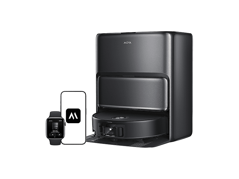ROBOT ASPIRAPOLVERE MOVA Z60 Ultra Roller Complete Black, Potenza 700 W, Lavapavimenti, Autonomia fino a 220 min, Sensore di superficie, Spazzola laterale, Base carica, Nero