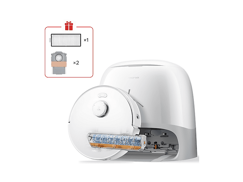 ROBOT ASPIRAPOLVERE ROBOROCK Qrevo Curv 2 FlowX, Potenza 66 W, Lavapavimenti, Autonomia fino a 228 min, Sensore di superficie, Spazzola laterale, Base carica, bianco