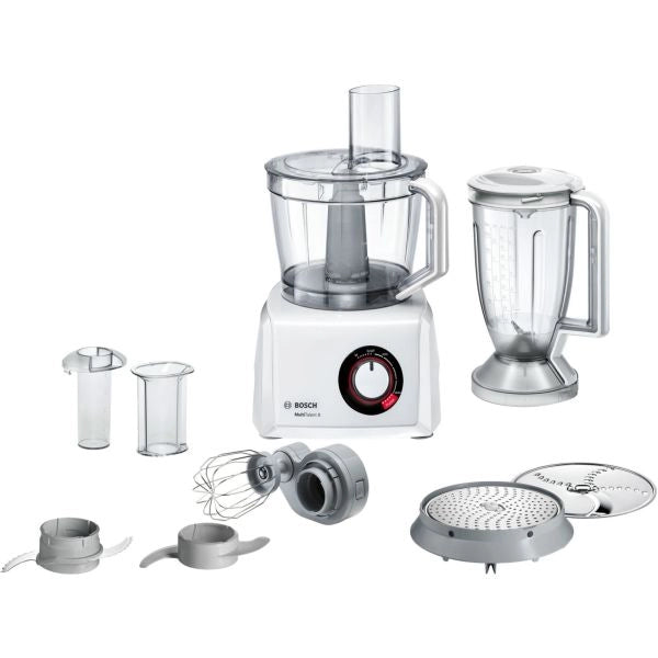 Robot da cucina BOSCH MC812W501, Oltre 45 Funzioni, 1000 W, Velocità Regolabile, Ciotola XXL 3.9L, Frullatore 1.5 L Incluso, Tanti Accessori per Tagliare, Montare e Tritare, Bianco
